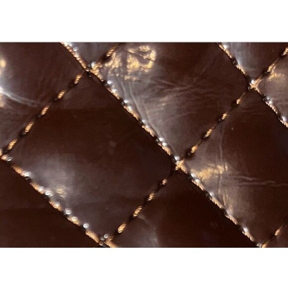 Consuela Quilted Brown Patent w Leather Trim Embroidered Clutch Wristlet NEW - Picture 10 of 14